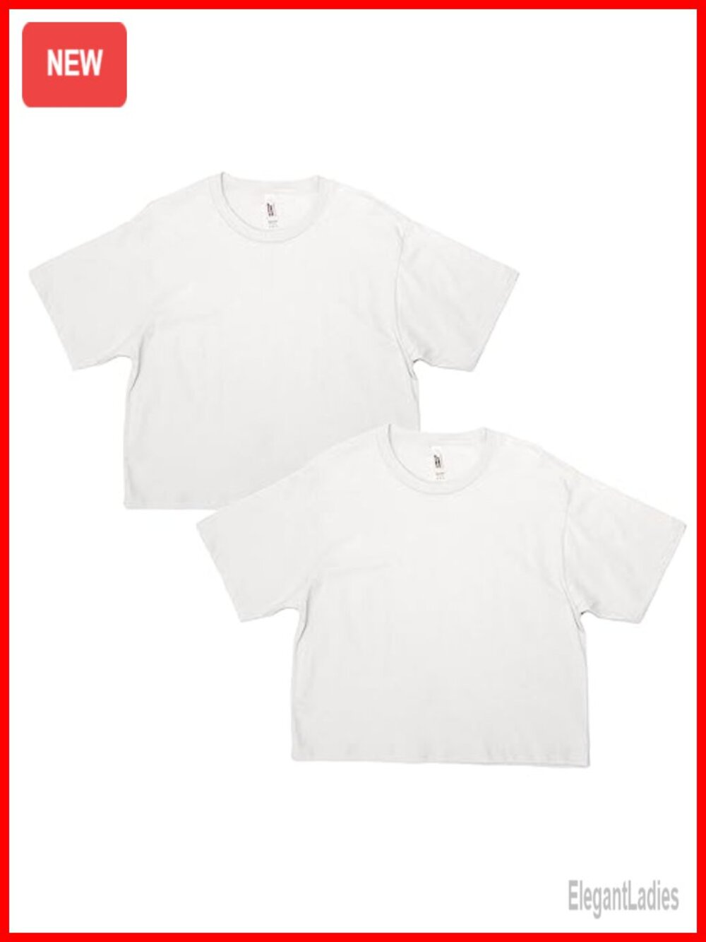 Fine Jersey Boxy Crop T-Shirt 2-Pack Crew Neck Short Sleeve Casual